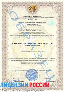 Образец сертификата соответствия аудитора №ST.RU.EXP.00006191-3 Новоаннинский Сертификат ISO 50001